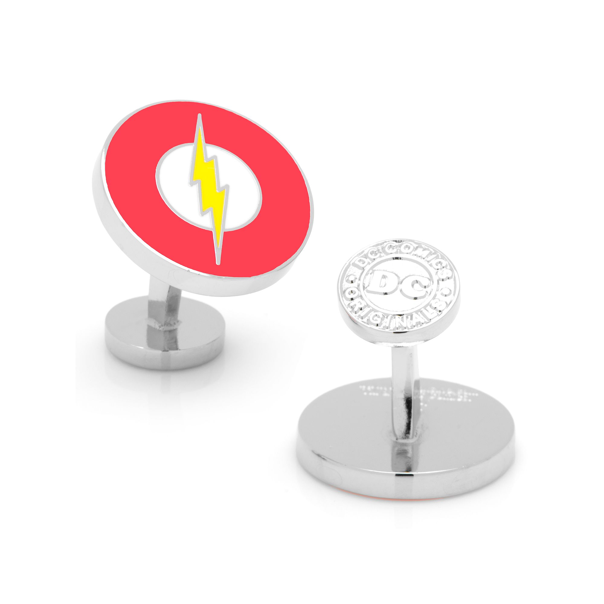 Flash Logo Rhodium-Plated Cuff Links