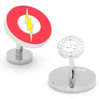 Flash Logo Rhodium-Plated Cuff Links
