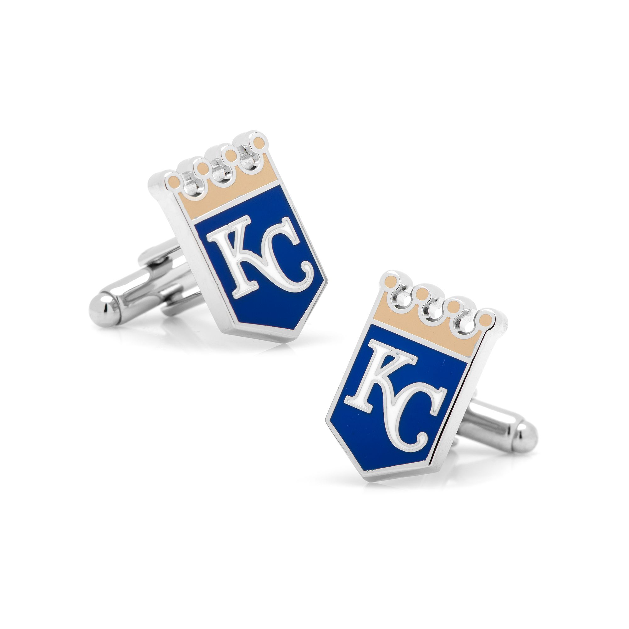 Mens Cuff Links, Inc. Kansas City Royals Rhodium-Plated Cuff Links