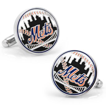 New York Mets Baseball Rhodium-Plated Cuff Links