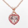 Pink Rhodium-Plated Sterling Silver Morganite, Tourmaline and Diamond Accent Heart Frame Pendant