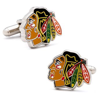 Men's Cuff Links, Inc. Chicago Blackhawks Rhodium-Plated Cuff Links