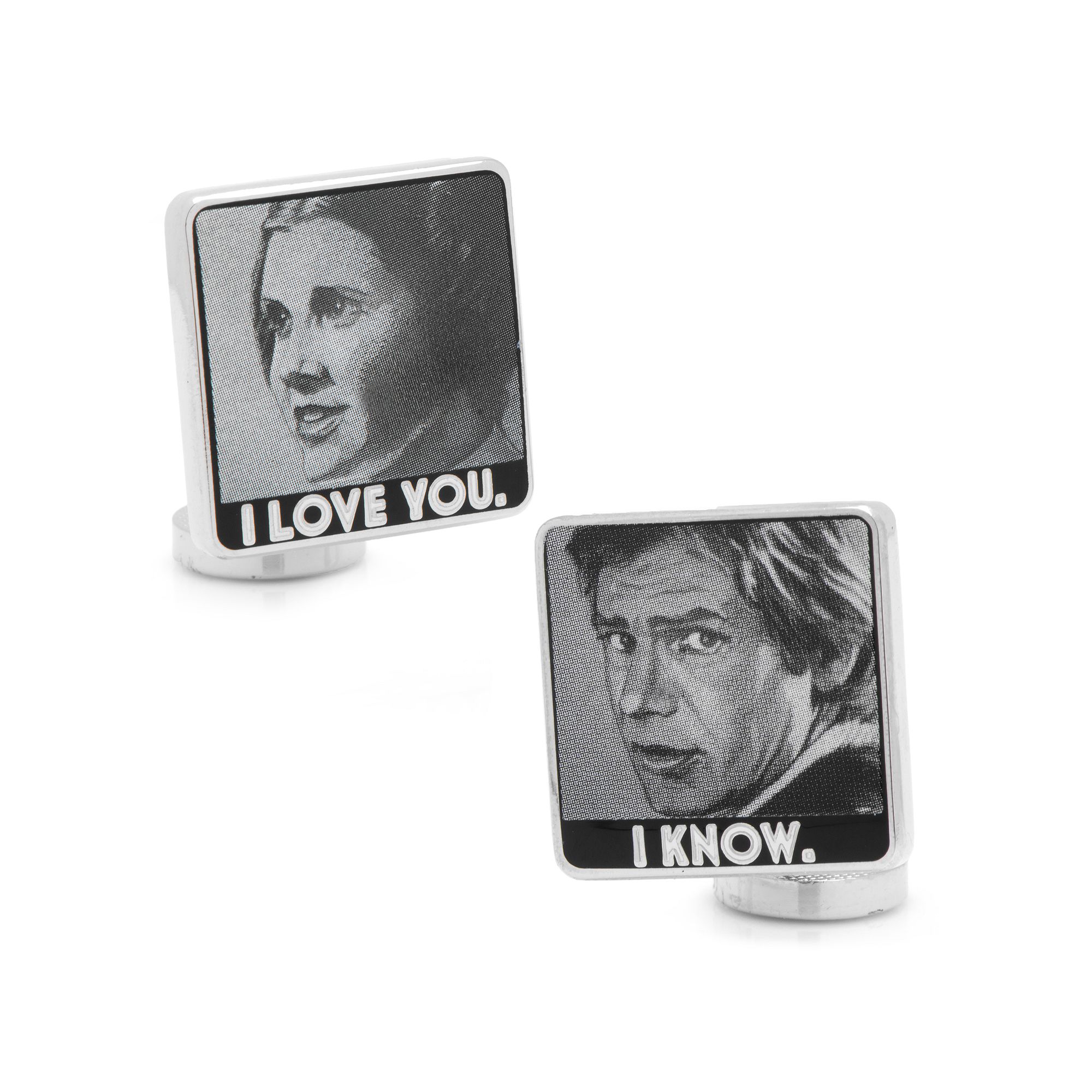 Mens Cuff Links, Inc. Star Wars I Love You, I Know Silver-Plated Cuff