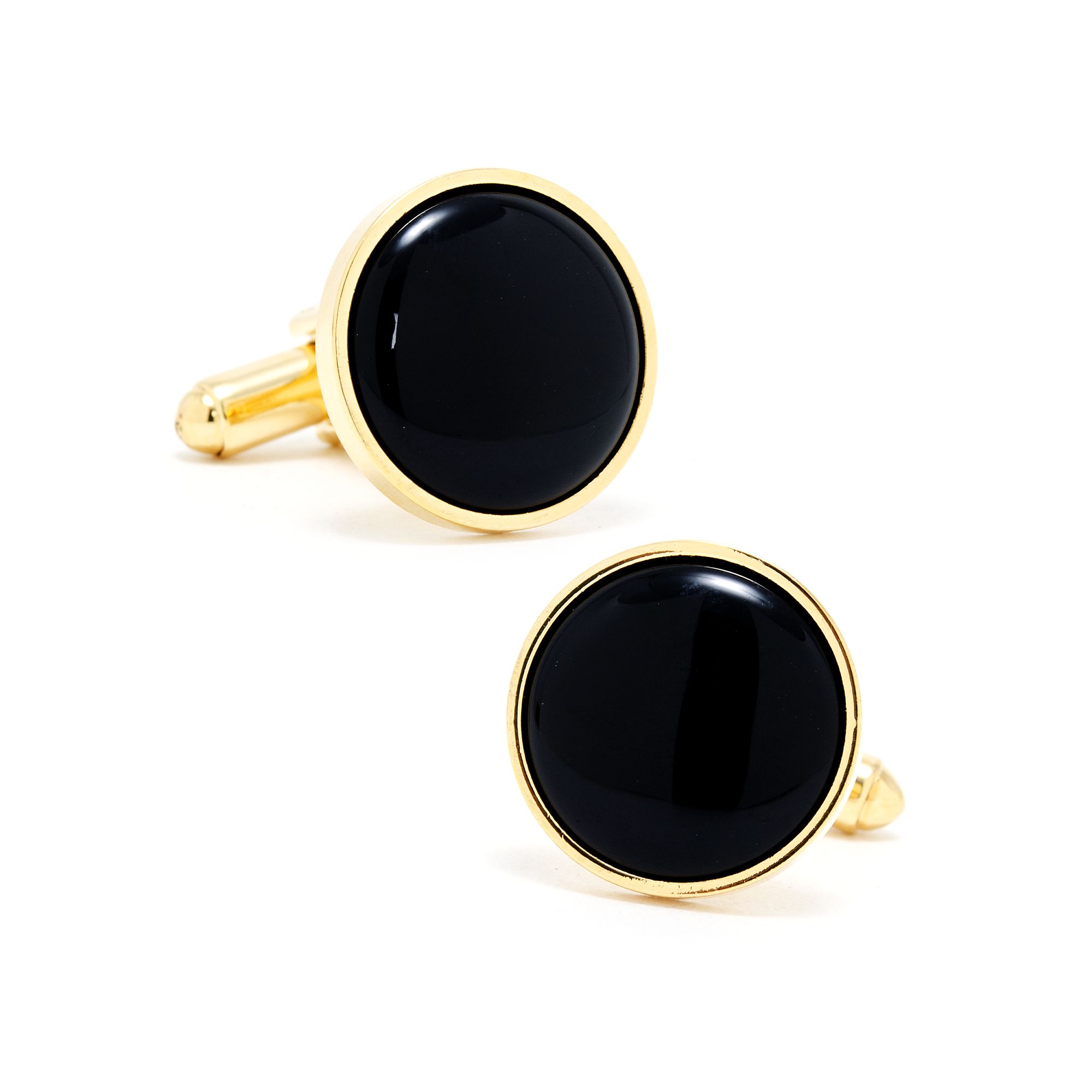 Mens Cuff Links, Inc. Gold and Onyx Cuff Links
