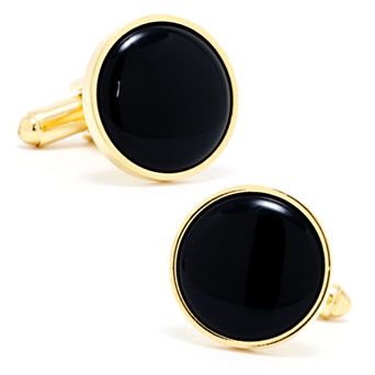 Men's Cuff Links, Inc. Gold and Onyx Cuff Links