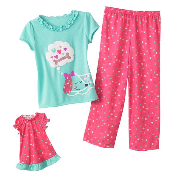 Jumping Beans® Puppy Pajamas & Doll Gown Set - Girls 4-7