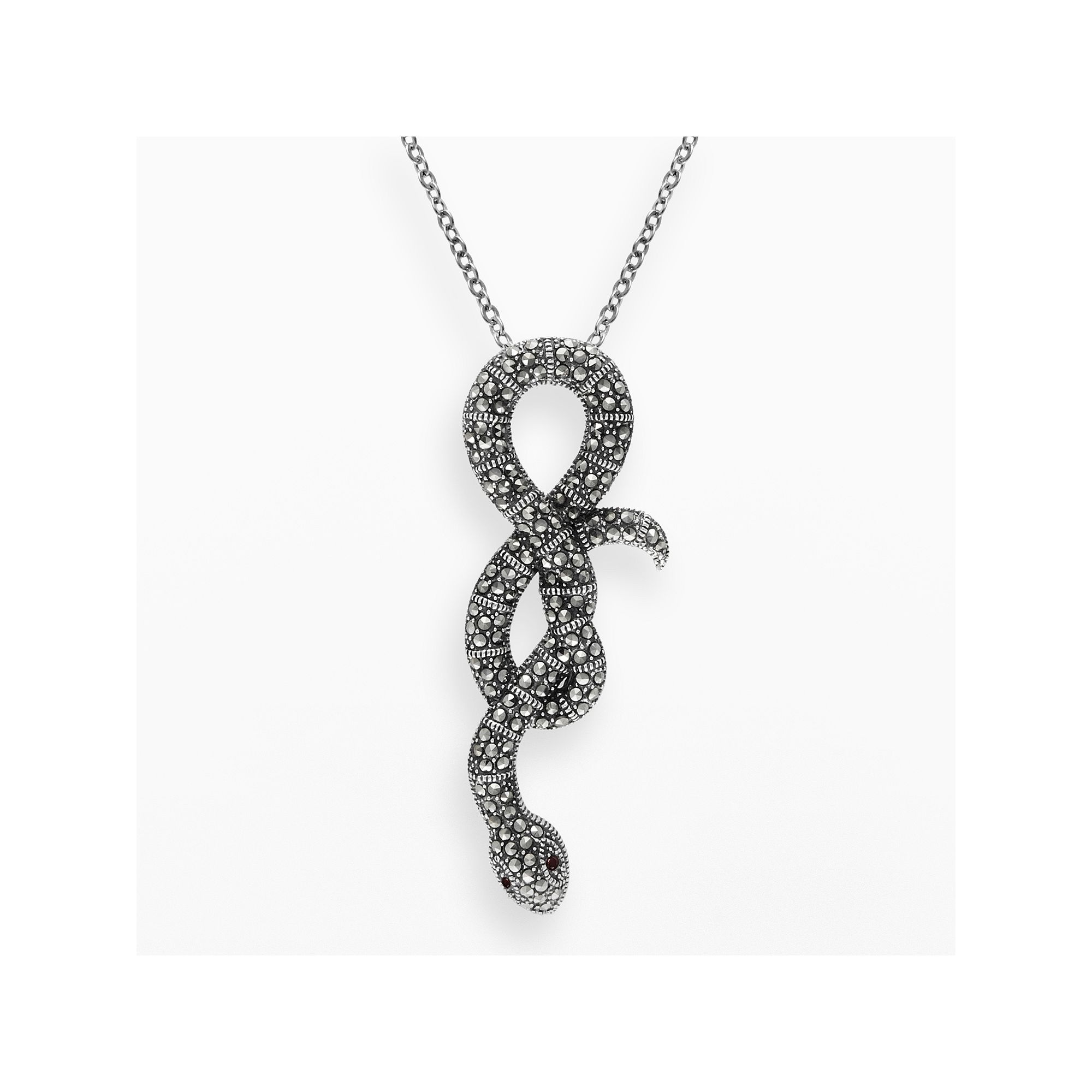 Lavish by TJM Sterling Silver Garnet Snake Pendant, Womens, Size: 18, R