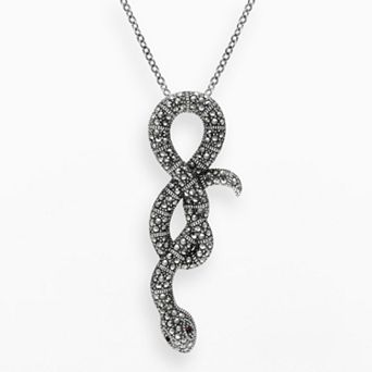 Lavish by TJM Sterling Silver Garnet Snake Pendant