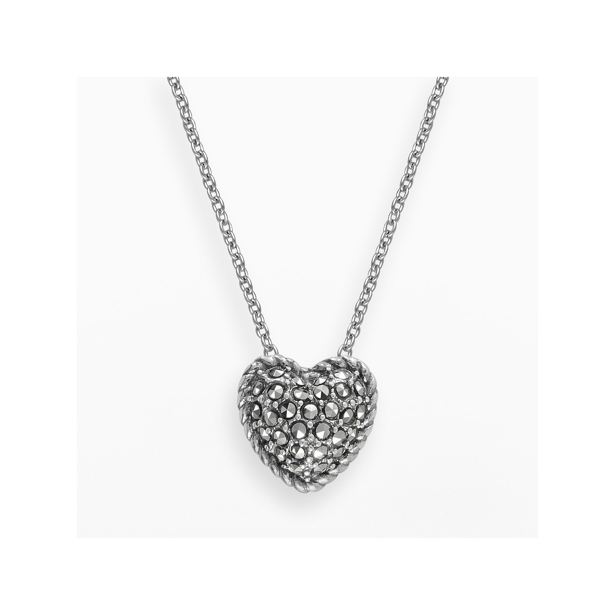 Lavish by TJM Sterling Silver Heart Pendant, Womens, Size: 18, Black