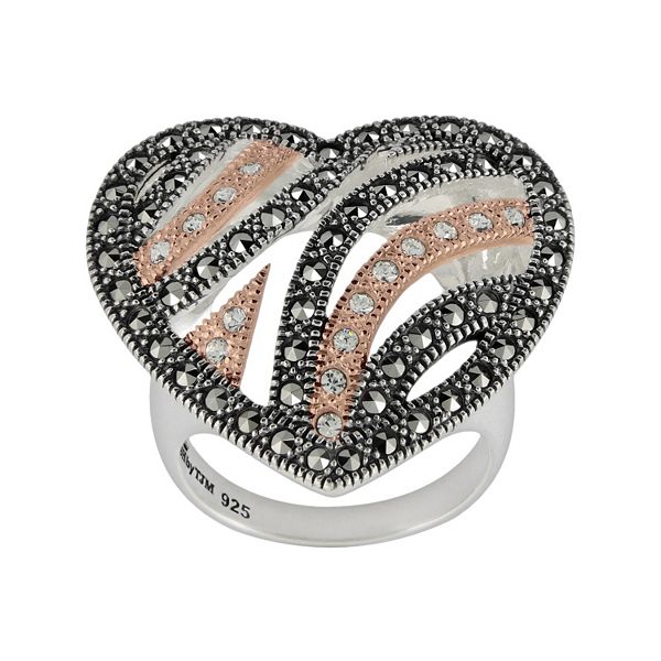 Sterling Silver Champagne Diamond Heart Ring