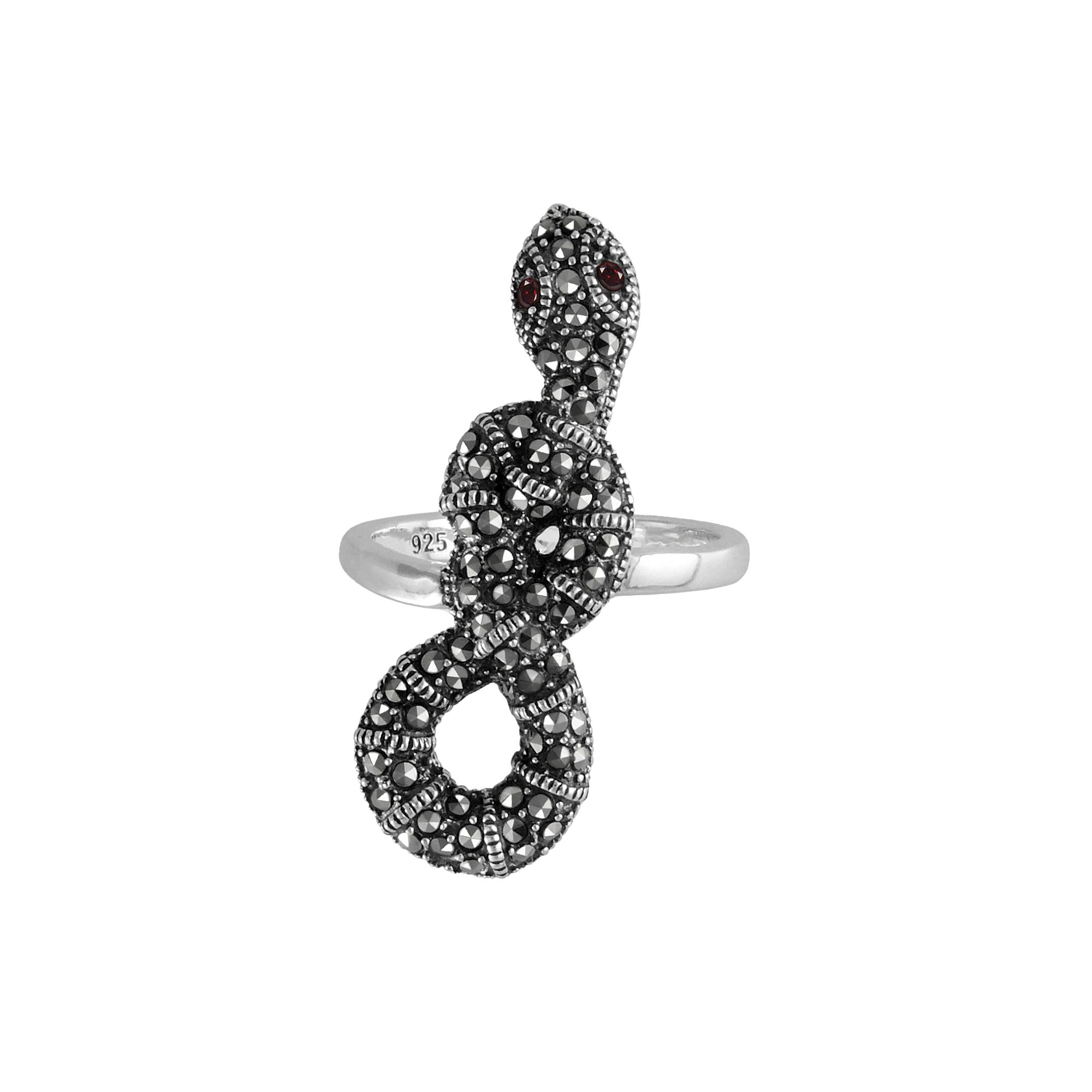 Lavish by TJM Sterling Silver Garnet Snake Ring, Womens, Size: 7, Red