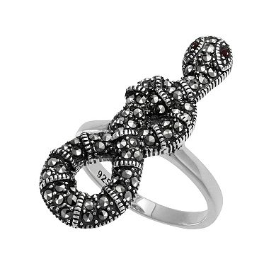 Lavish by TJM Sterling Silver Garnet Snake Ring