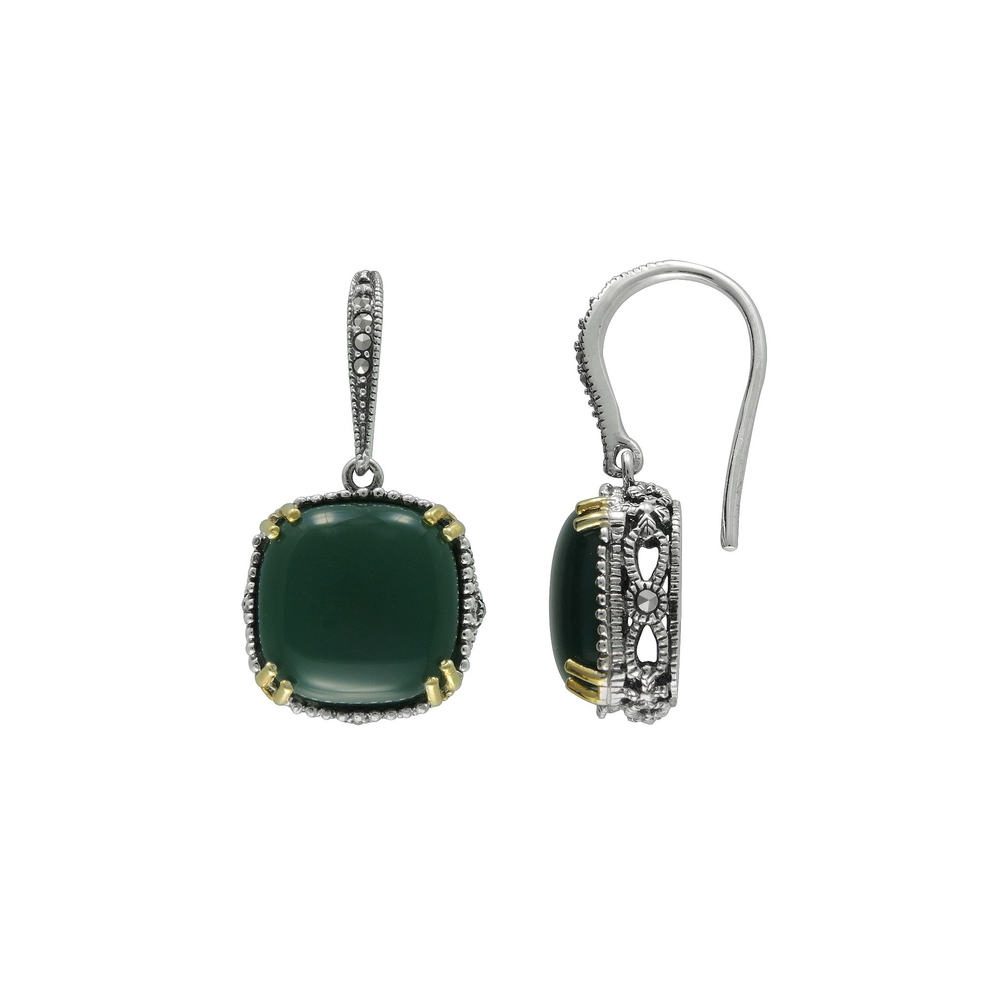 Lavish by TJM 14k Gold Over Silver & Sterling Silver Agate Drop Earrings, W