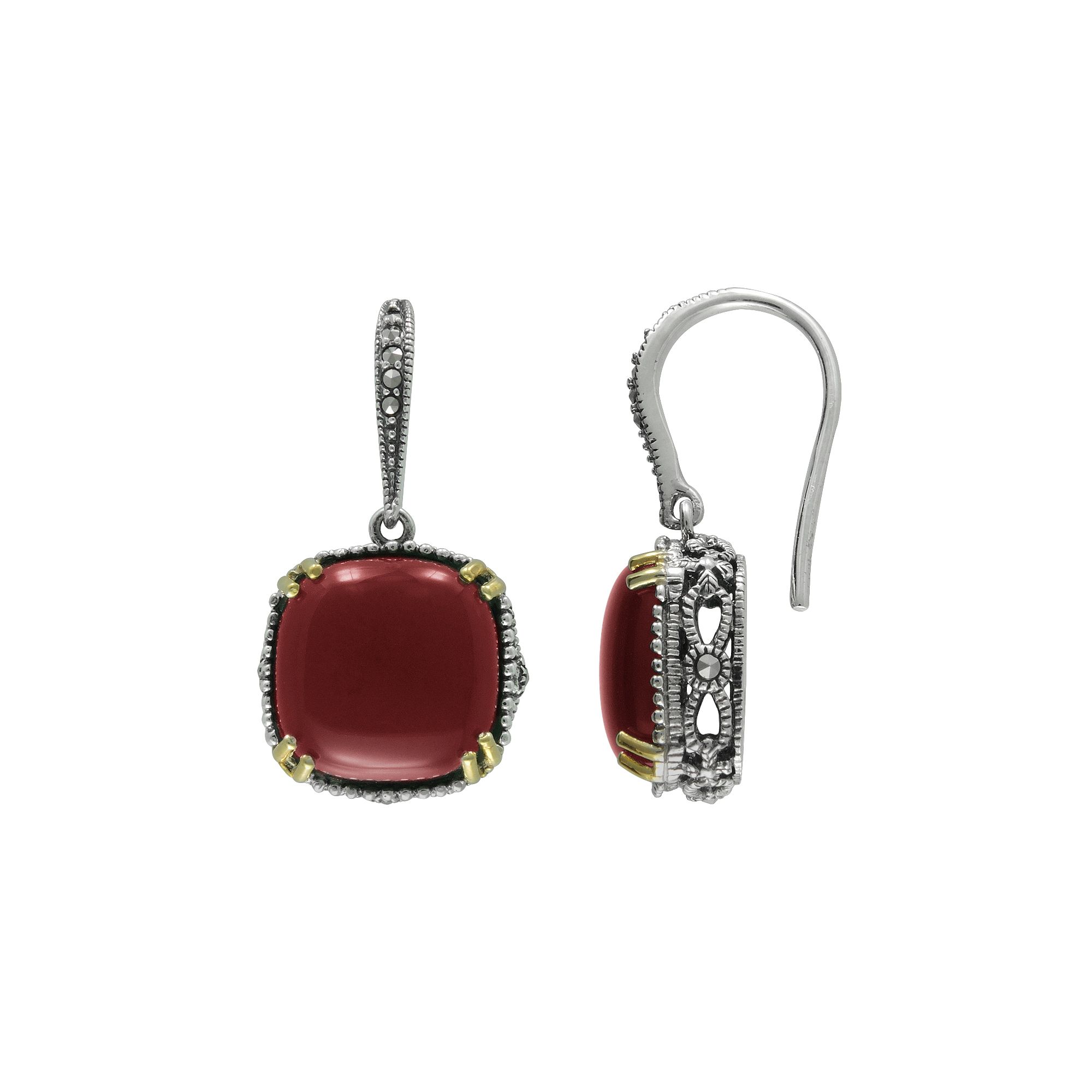 Lavish by TJM 14k Gold Over Silver & Sterling Silver Agate Drop Earrings, W