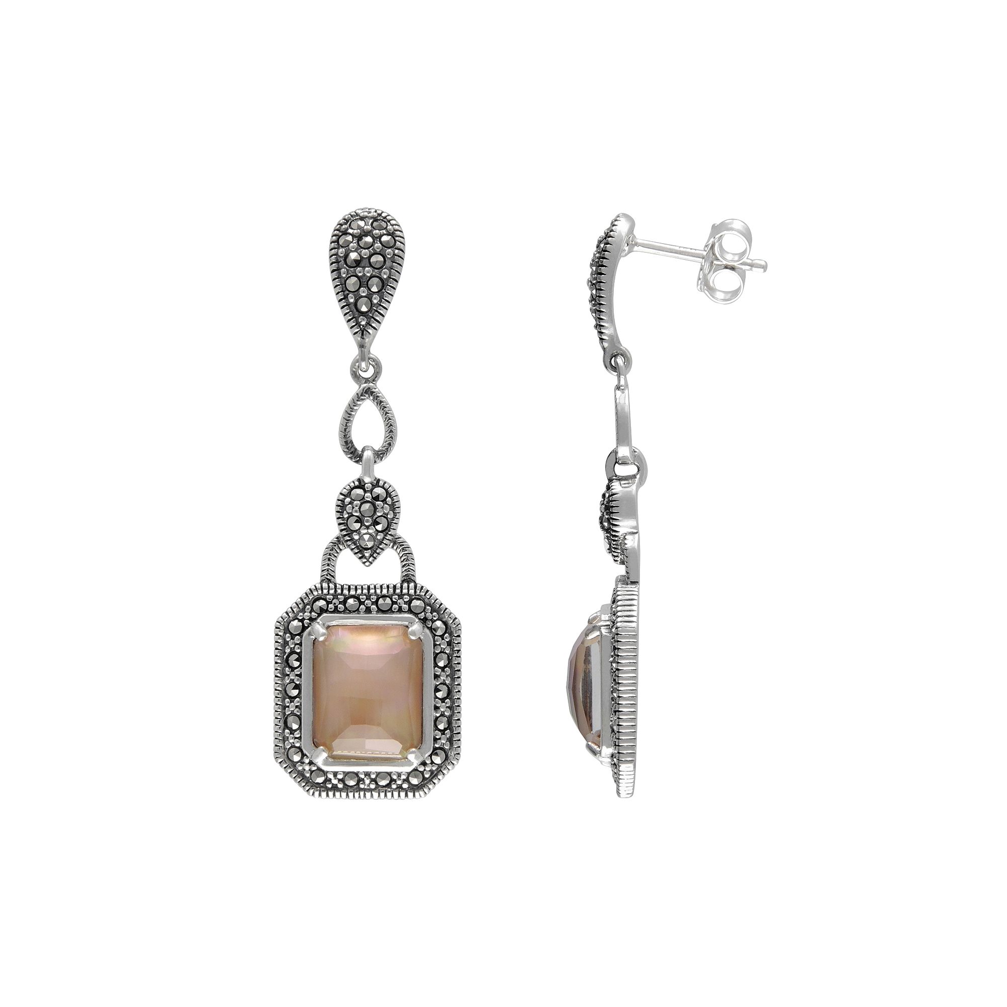 Diamond Splendor Sterling Silver Mother-of-Pearl & Crystal Doublet Earrings