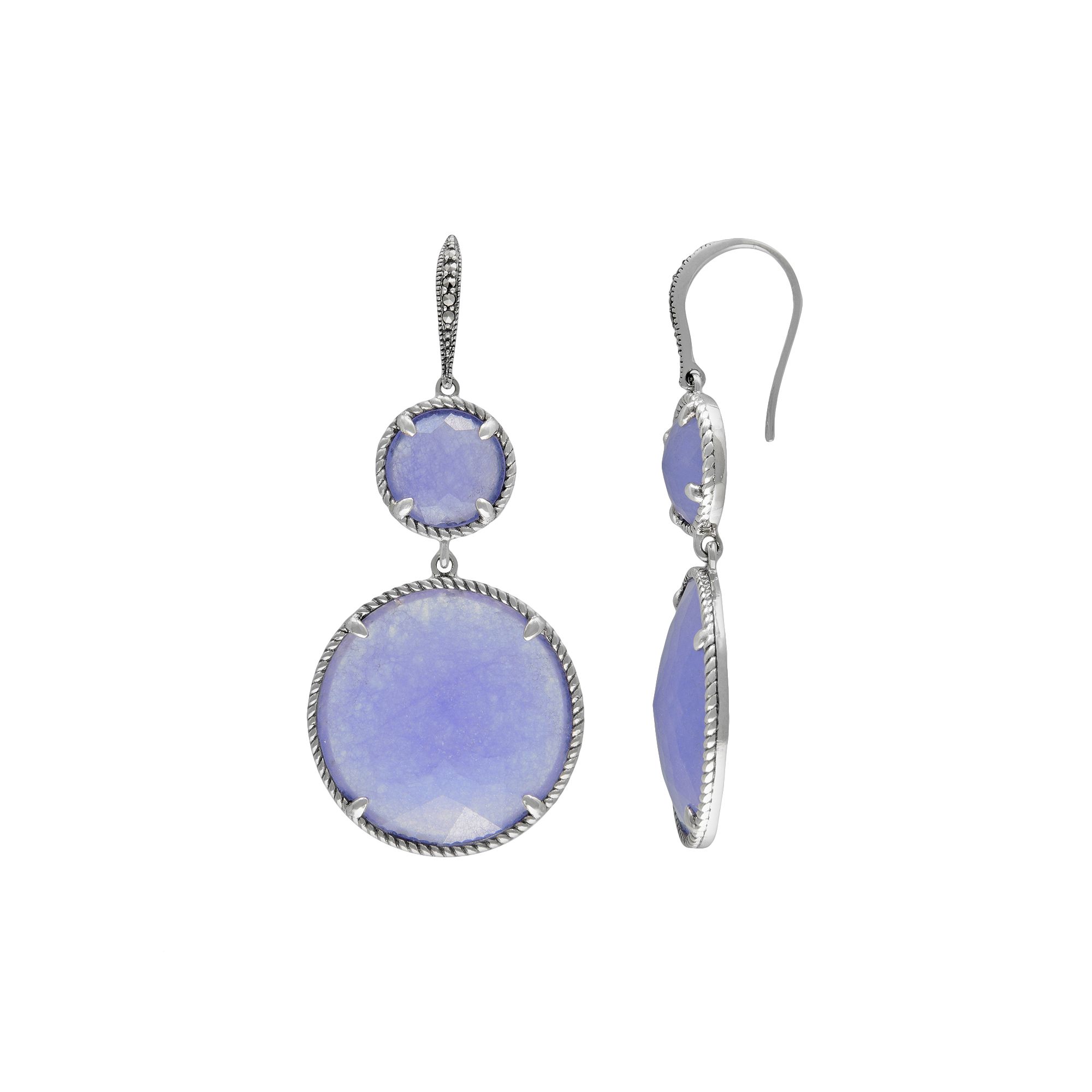 Lavish by TJM Sterling Silver Lavender Jade Halo Drop Earrings, Womens, Pu
