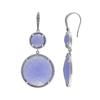 Lavish by TJM Sterling Silver Lavender Jade Halo Drop Earrings