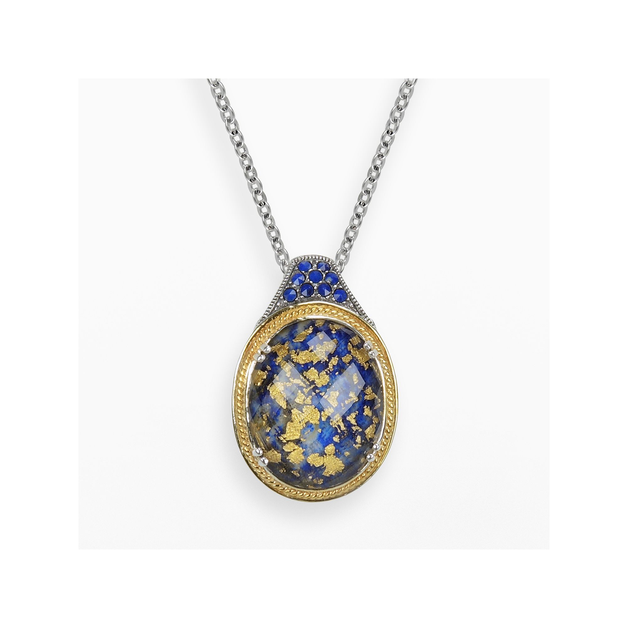 Lavish by TJM 14k Gold Over Silver & Sterling Silver Lapis & Crystal Doubl