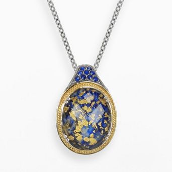 Lavish by TJM 14k Gold Over Silver & Sterling Silver Lapis & Crystal Doublet Pendant