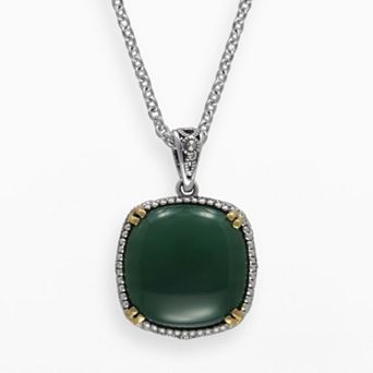 Lavish by TJM 14k Gold Over Silver & Sterling Silver Agate Pendant
