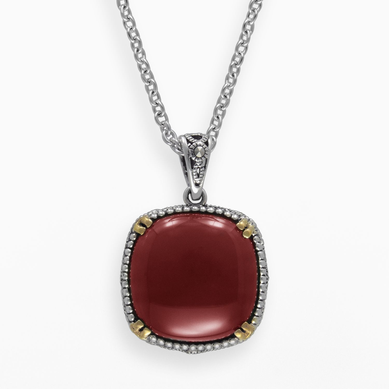 Image for Lavish by TJM 14k Gold Over Silver & Sterling Silver Agate Pendant - Made with Swarovski Marcasite at Kohl's.