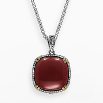 Lavish by TJM 14k Gold Over Silver & Sterling Silver Agate Pendant