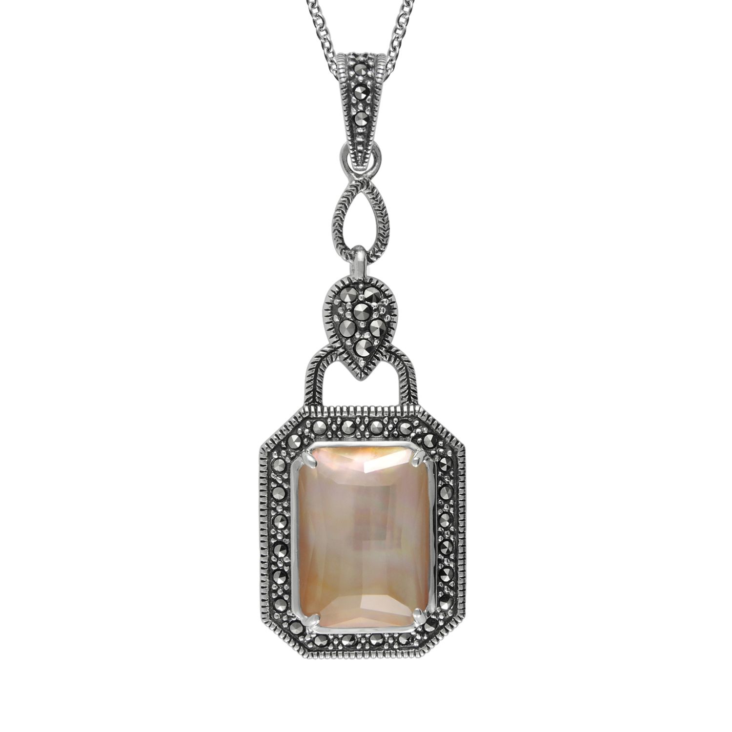 Image for Lavish by TJM Sterling Silver Mother-of-Pearl & Crystal Doublet Pendant - Made with Swarovski Marcasite at Kohl's.