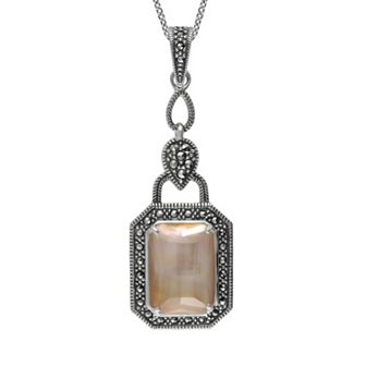 Lavish by TJM Sterling Silver Mother-of-Pearl & Crystal Doublet Pendant