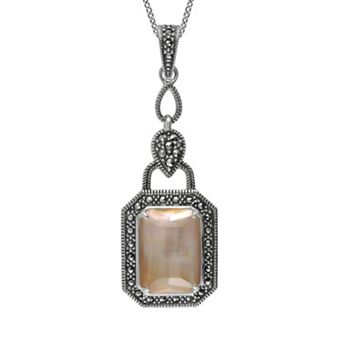 Lavish by TJM Sterling Silver Mother-of-Pearl & Crystal Doublet Pendant
