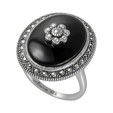 Lavish by TJM Sterling Silver Onyx Flower Ring