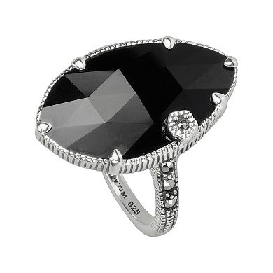 Lavish by TJM Sterling Silver Onyx Flower Ring