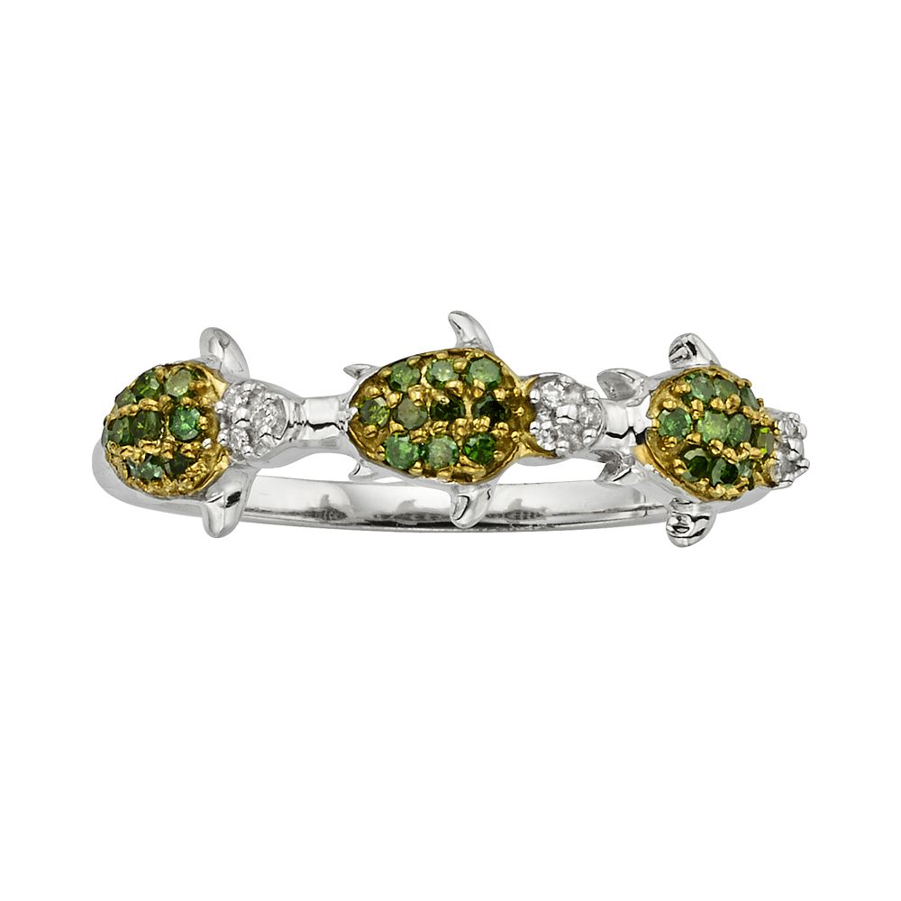 Jewelexcess Sterling Silver Two-Tone 1/4-ct. T.W. Green and White