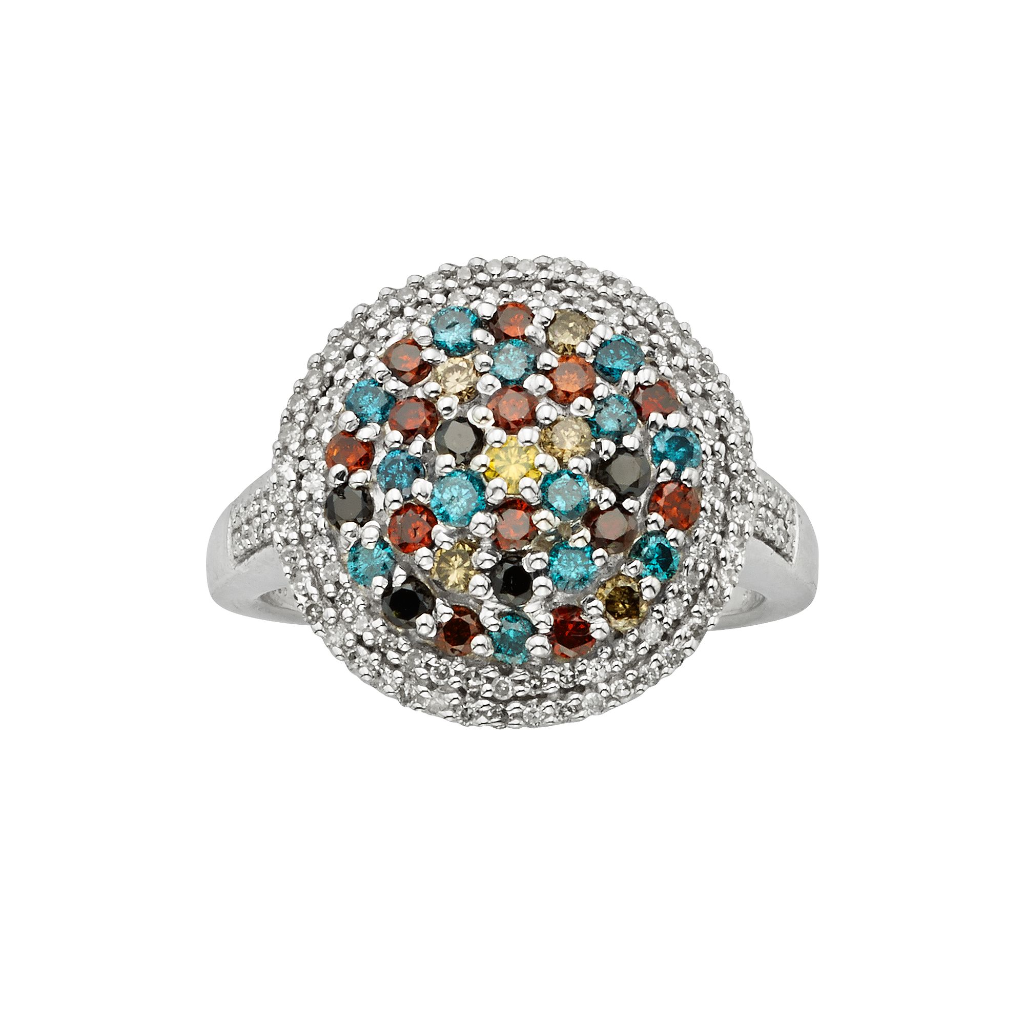 Jewelexcess Sterling Silver 1-ct. T.W. Diamond Dome Ring, Womens, Size: 6,