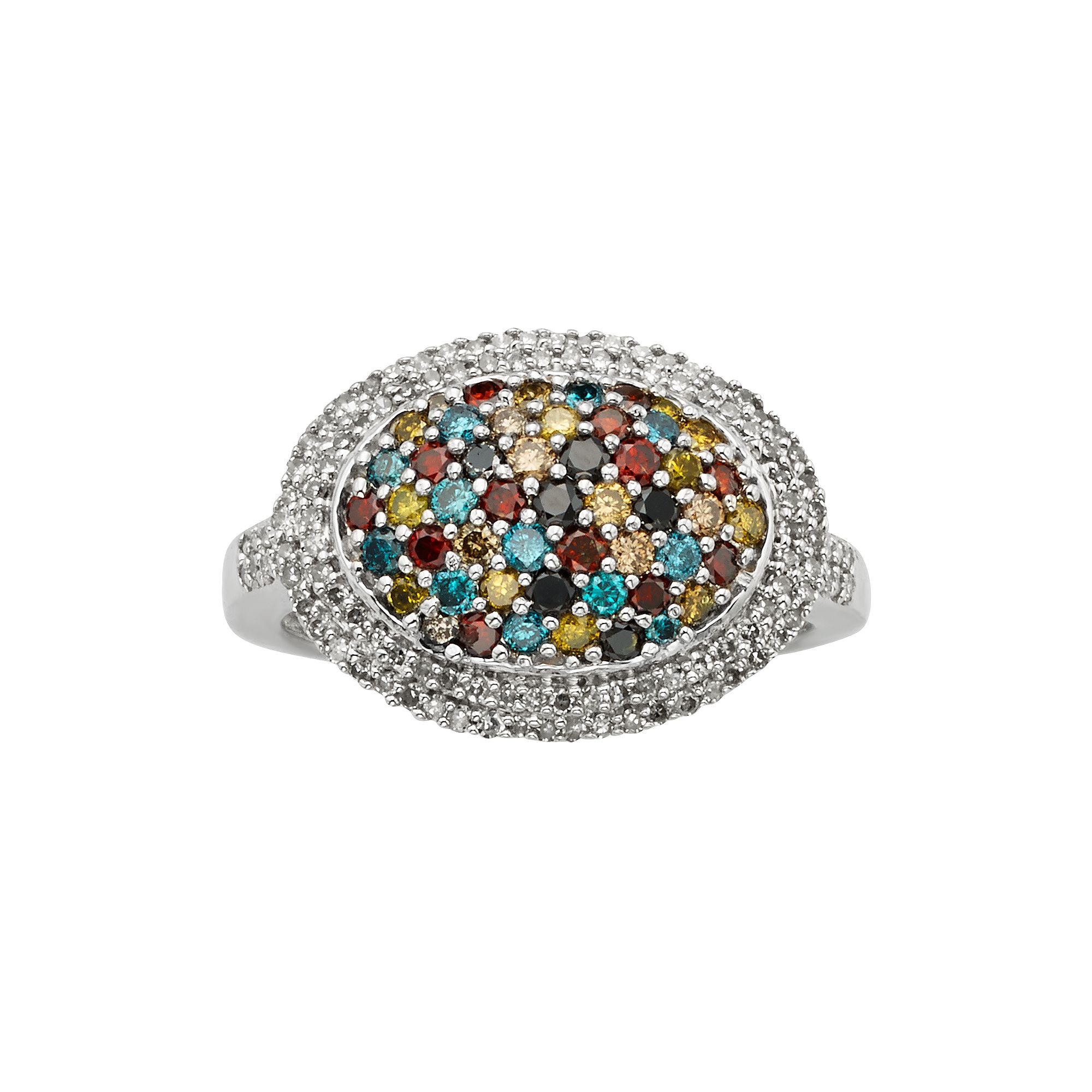 Jewelexcess Sterling Silver 1-ct. T.W. Diamond Oval Dome Ring, Womens, Siz