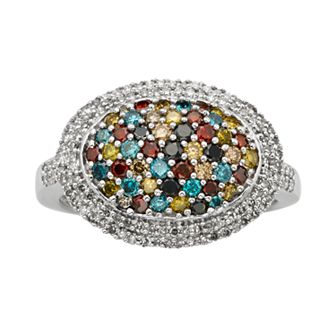 Jewelexcess Sterling Silver 1 ct T.W. Diamond Oval Dome Ring