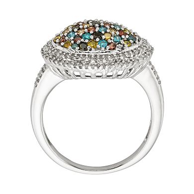 Jewelexcess Sterling Silver 1-ct. T.W. Diamond Oval Dome Ring