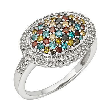 Jewelexcess Sterling Silver 1-ct. T.W. Diamond Oval Dome Ring