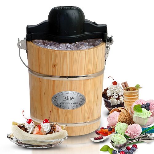 Elite Gourmet 6qt. Wood Bucket Ice Cream Maker