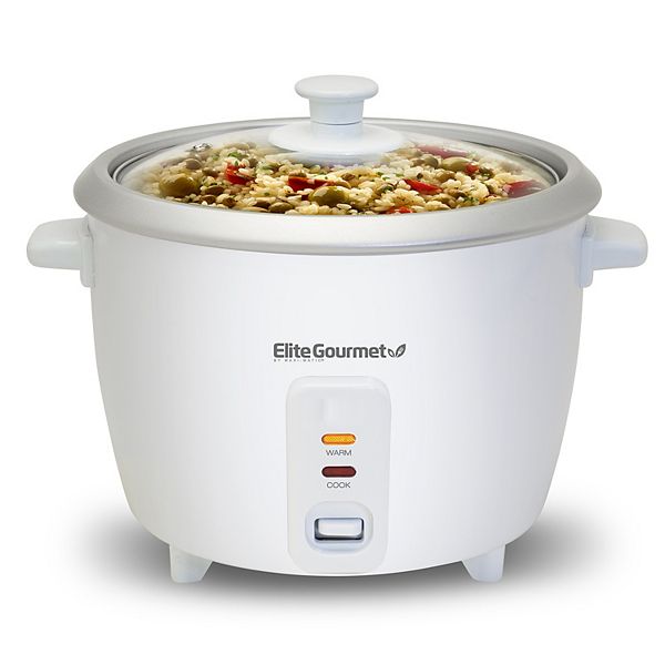 Elite Cuisine 6 Cup Rice Cooker with Glass Lid ERC-003