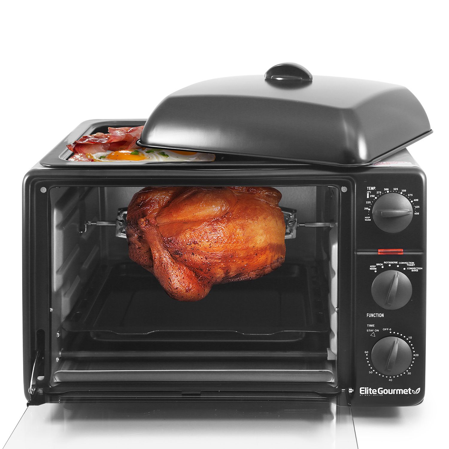 Elite Cuisine Hot Dog Roller / Toaster Oven, Black