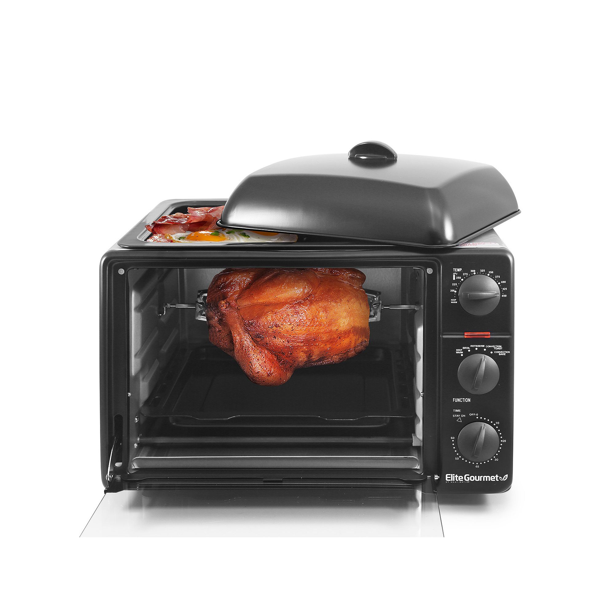 Elite Cuisine Multi-Function Countertop Toaster Oven Broiler, Black