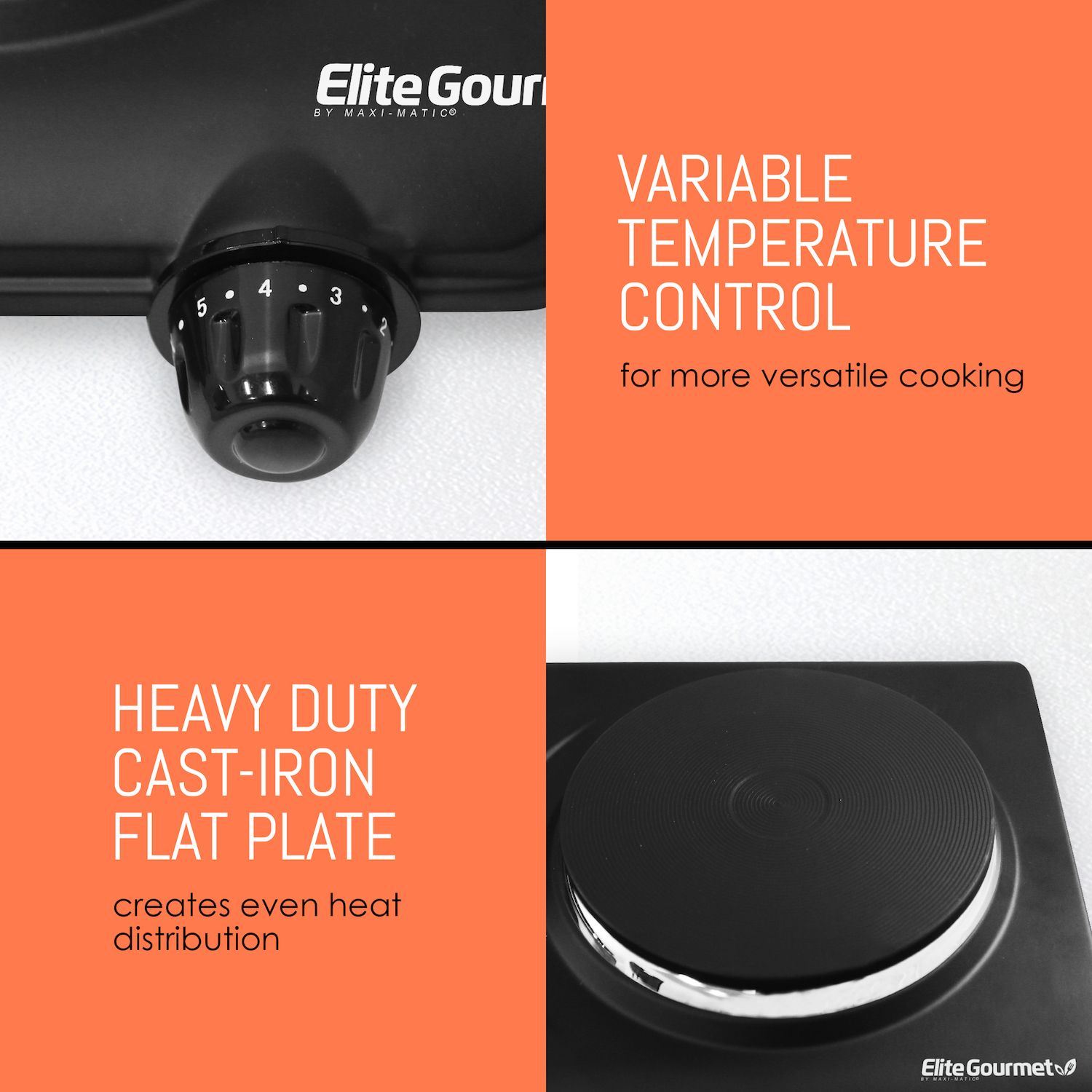 Elite Gourmet Cast-Iron Electric Burner