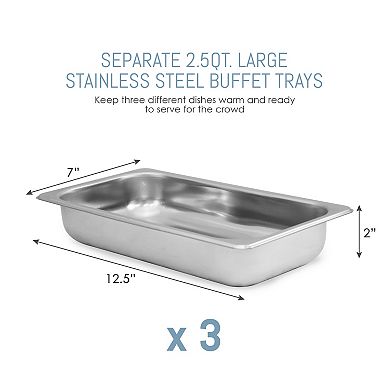 Elite Platinum Stainless Steel Electric Triple Buffet Server