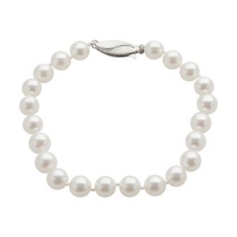 PearLustre by Imperial 18k White Gold AA Akoya Cultured Pearl Bracelet (6.5-7 mm)