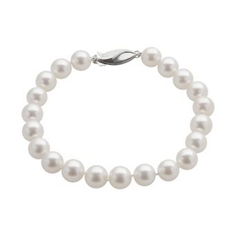 PearLustre by Imperial 18k White Gold AA Akoya Cultured Pearl Bracelet (7-7.5 mm)