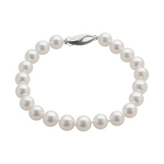 PearLustre by Imperial 18k White Gold AA Akoya Cultured Pearl Bracelet (7.5-8 mm)