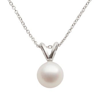PearLustre by Imperial 18k White Gold AA Akoya Cultured Pearl Pendant - 16 in