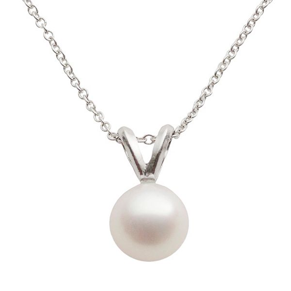 18k White Gold AA Akoya Cultured Pearl Pendant - 16 in.