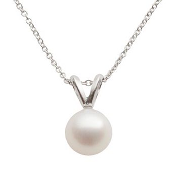 PearLustre by Imperial 18k White Gold AA Akoya Cultured Pearl Pendant - 18 in
