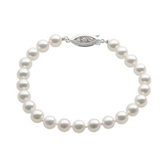 PearLustre by Imperial 18k White Gold AAA Akoya Cultured Pearl Bracelet (6.5-7 mm)